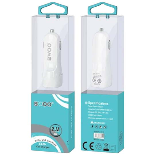 Telefon adapteri Bwoo Car Charger BO-CC16 White 3014 - Thumbnail 1