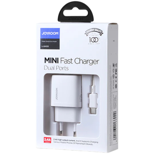 Telefon adapteri Joyroom L-2A123 2.4A Dual ports mini fast charger - Thumbnail 1